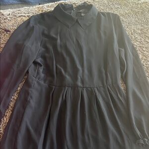 Kardashian Kollection Black Long-Sleeve Collared Dress